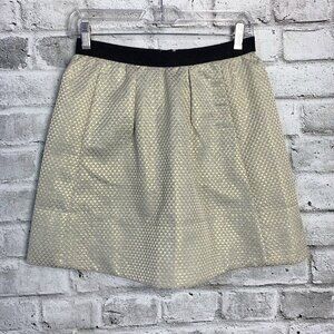 Ganni Anthropologie Gold Metallic Pleated A Line Mini Skirt with Pockets
